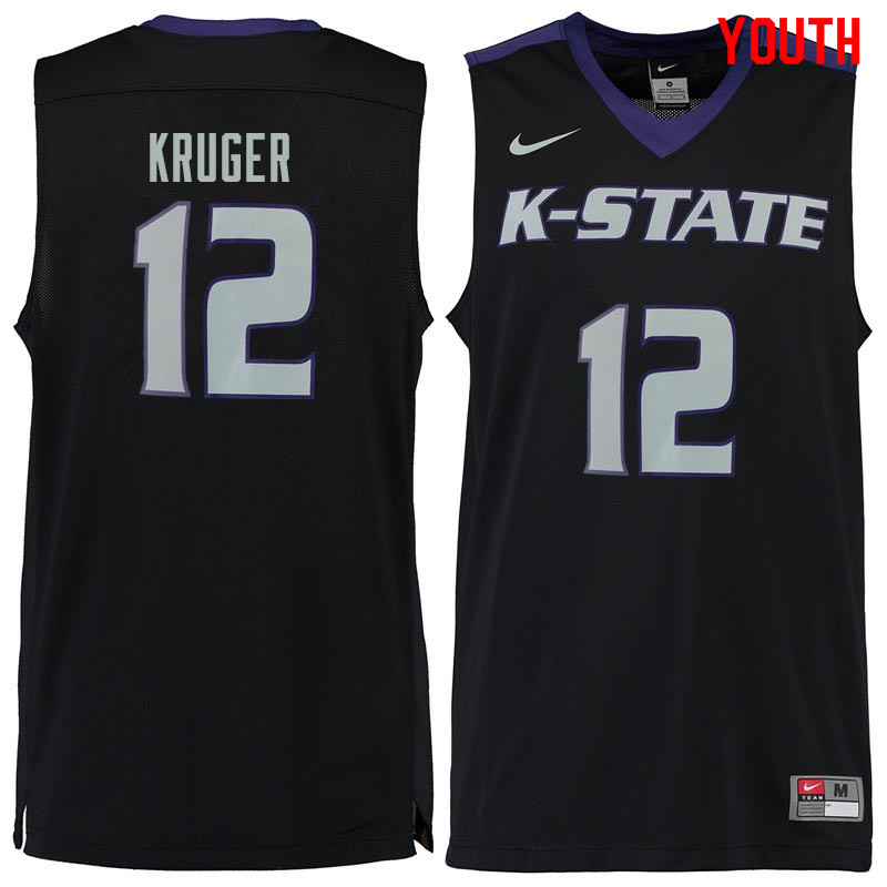 Youth #12 Lon Kruger Kansas State Wildcats College Basketball Jerseys Sale-Black
